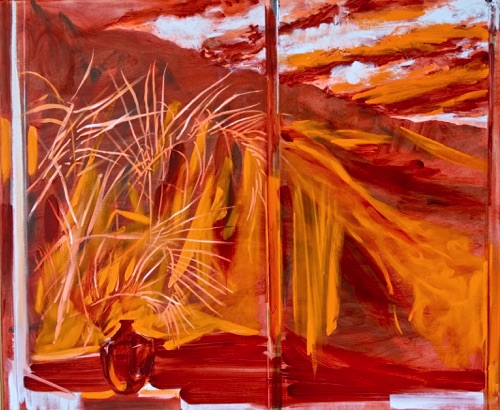 Bottle with Mountain, 40" x 48", oil on linen, 2009, private collection.